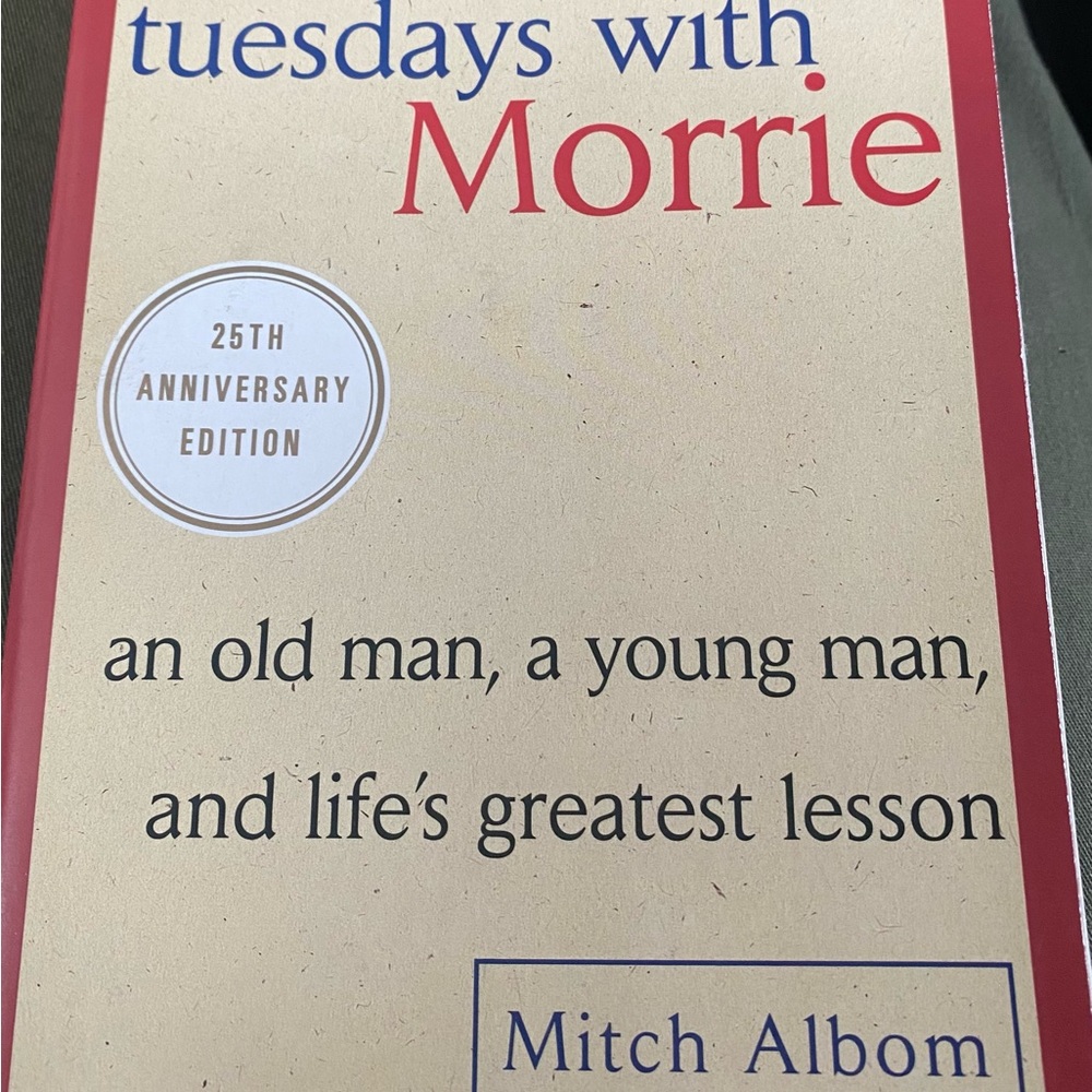 Tuesdays with Morrie by Mitch Albom - Beige and Red Cover